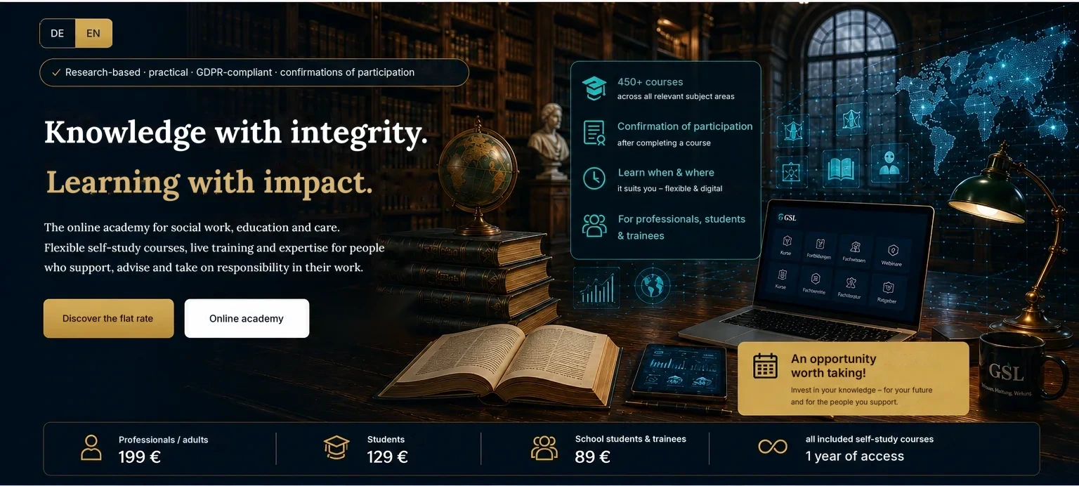 German Social Lab online academy – knowledge with integrity, learning with impact.